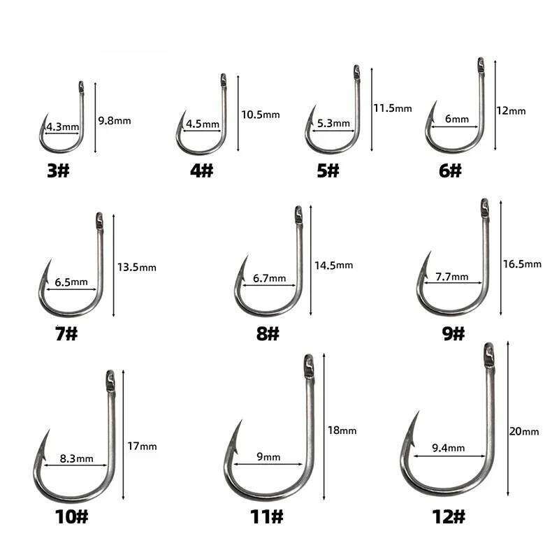 Carbon Steel Fishing Hooks Strong Sharp Silver Circle Fishhook 3#-12# Jig Barbed Pesca Portable Lure Bait Tackle 50-1600Pcs/Box Z260128