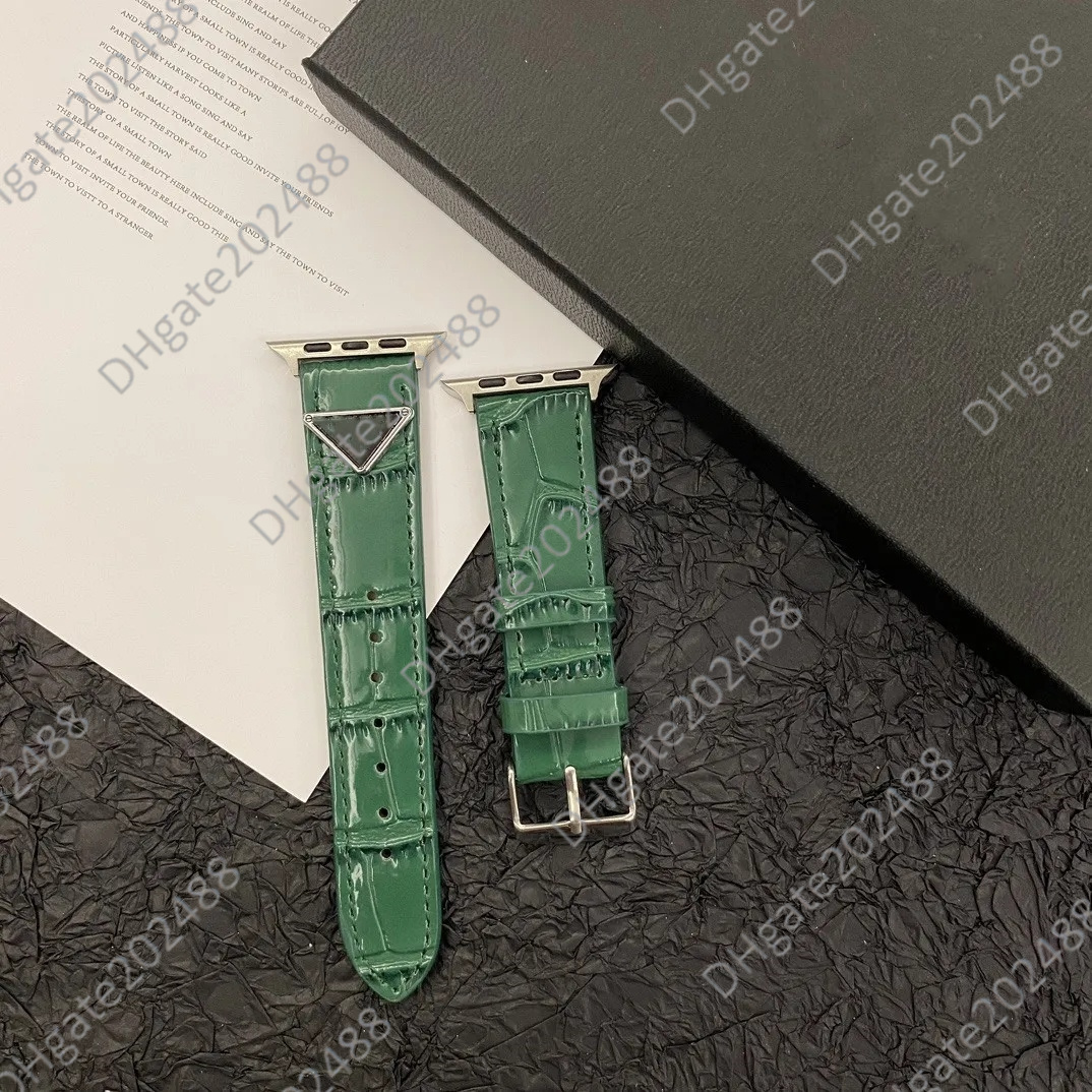 Luxury Triangle Designer For 38mm 40mm 41mm 42mm 44mm 45mm apple Leather Watch Straps for iwatch Series 1 2 3 4 5 6 Leather Smart Bands Deluxe Wristband Watchbands