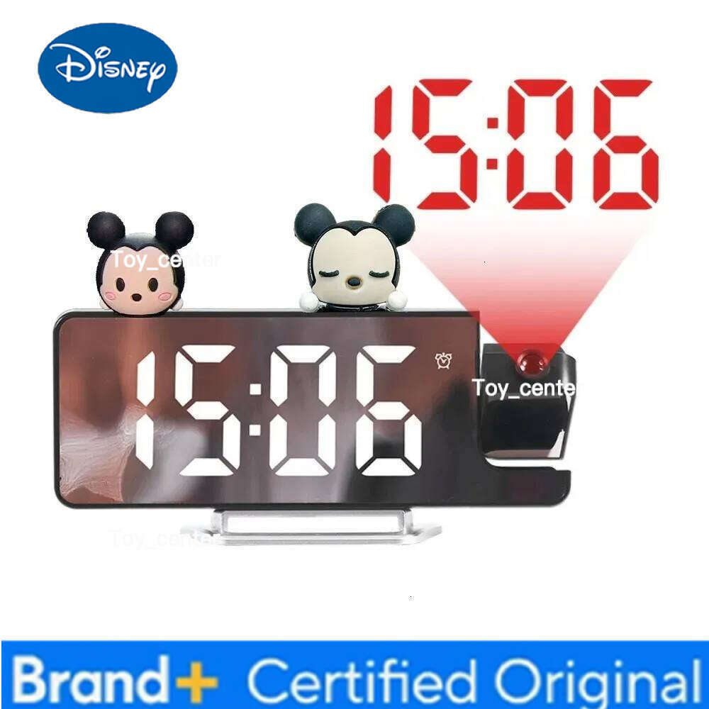 Disney Mickey Date/Temperature Display Alarm Brightness Projector Ceiling Clock 180 Rotating Projection H2601281