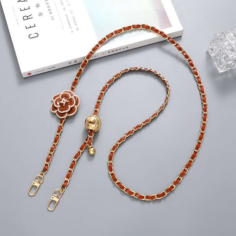 Camellia Crossbody Bag Chain Adjustable Strap Leather Pendant Hand-Woven Replacement Chain