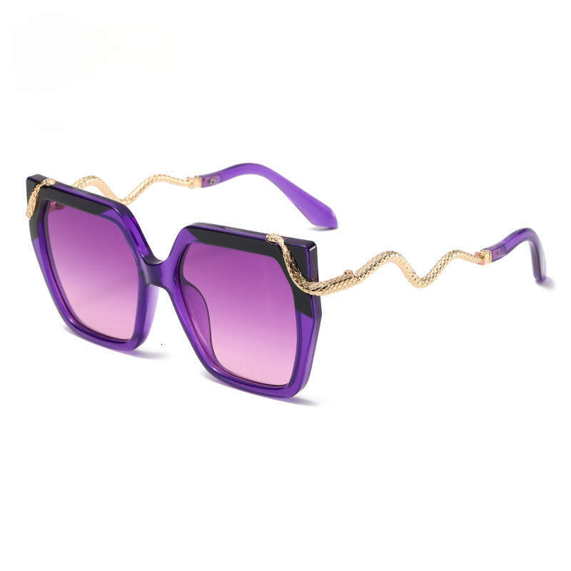 Metal Sunglasses Snake Pattern Mirror Leg 1 Large Frame Retro Square Unisex for Driving and Outdoor Activities Gift High Quality Texture
