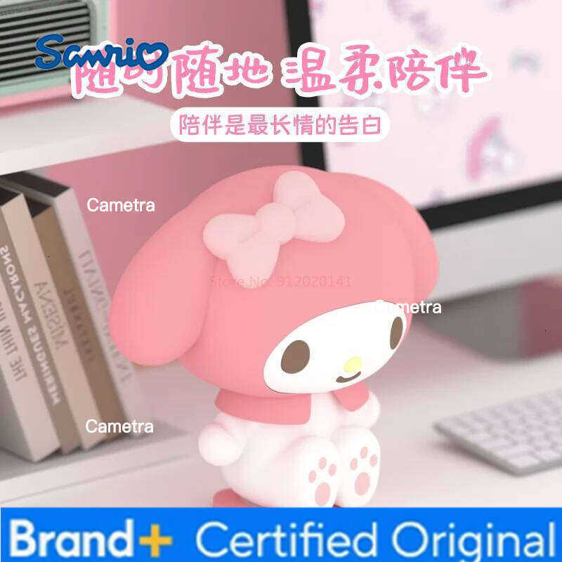 Sanrio New My Silicone Anime Figures Melody Clap Light Bedroom Sleep Atmosphere Night Lamp Ornaments Toy Gift H260128