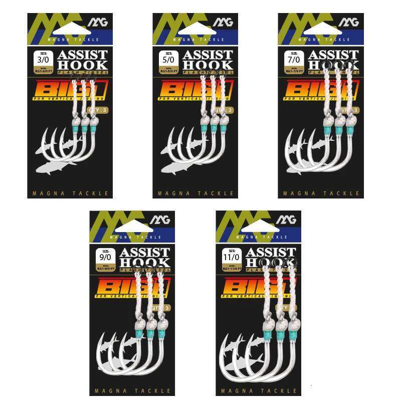 MAG Strong BG1 Single Slow Jigging Hooks 3/0 5/0 7/0 9/0 11/0 Fishing Jighook Assis hooks Fishhooks Jig Hook Z260128