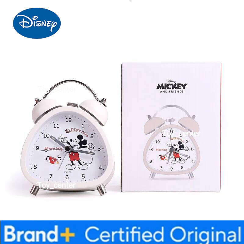 Disney Alarm Creative Retro Student Cartoon Mickey Mouse Metal Luminous Double Bell Pointer Clock Christmas Gift H260128