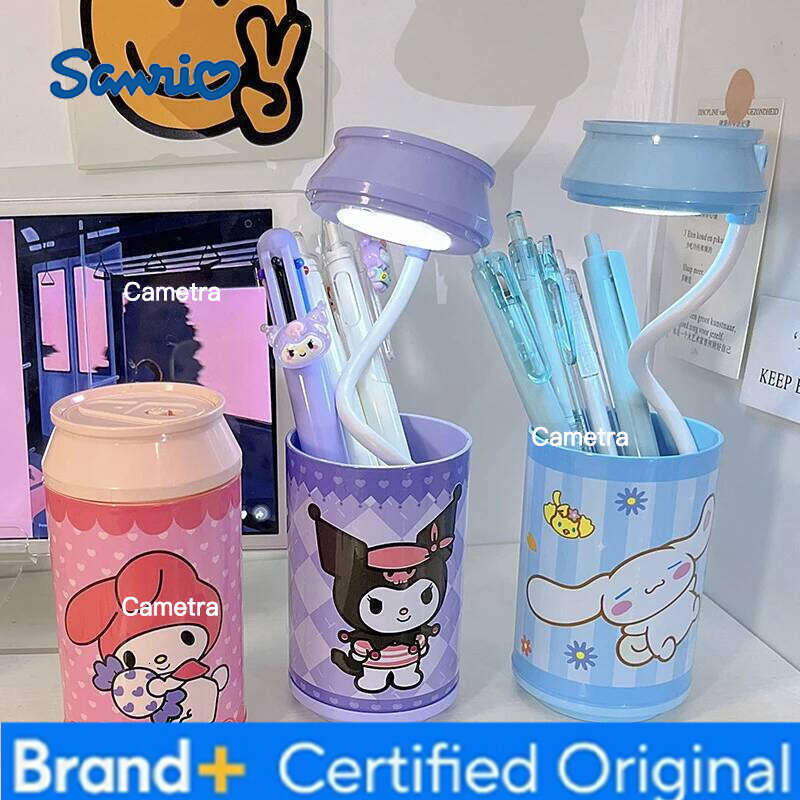 Sanrio Kuromi Creative Pen Holder Night Lamp Table Light Soda Water Charging Telescopic LED Can Decoration Multifunctional Learning H260128