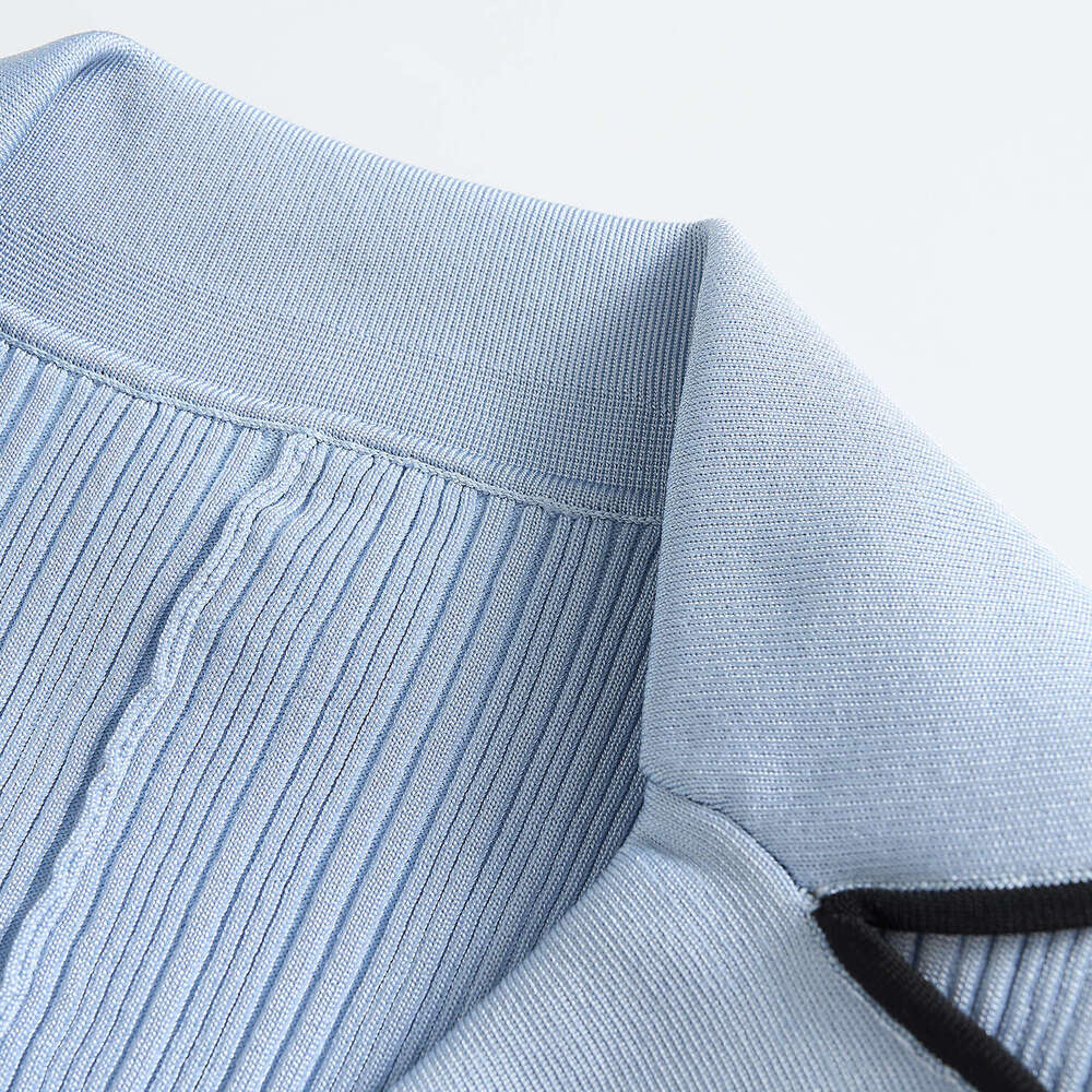 2026 Spring/Summer New Designer Women's Suit Collar Short Sleeve Slimming Elegant Knitted Tight Dress