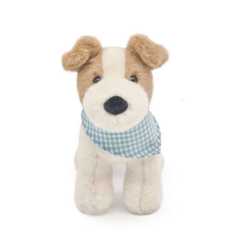 20cm Wire Fox Terrier Plush Toy with Bib-Soft Adorable Dog Stuffed Animal Plushie For Kids Birthday Gift Home Decor Y260128