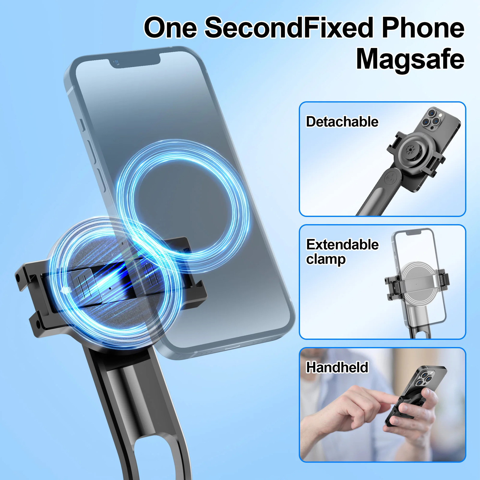 C20 Magnetic Selfie Stick Tripod for iPhone 12-16 Pro Max Travel Stand with Magsafe Phone Clamp for Android Smartphone 260127