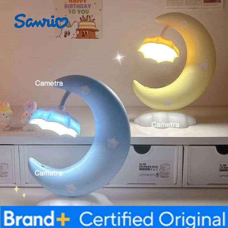 Sanrio Moon Shaped Night Light with Soothing LED Glow Bedside Lamp for Sleep Enhancement Bedroom Ambiance and Relaxing Atmosphere H260128
