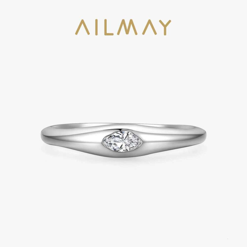 Ailmay Sparkling Clear Zircon 100% 925 Sterling Silver Finger Ring For Women Minimalist Fine Jewelry 2021 New Style XJ260127