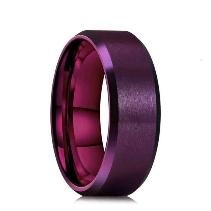 7 Colors Classic 8mm Tungsten Mens Surface Brushed Stainless Steel Ring for Women Wedding Band Couples Jewelry Accessories XJ260127
