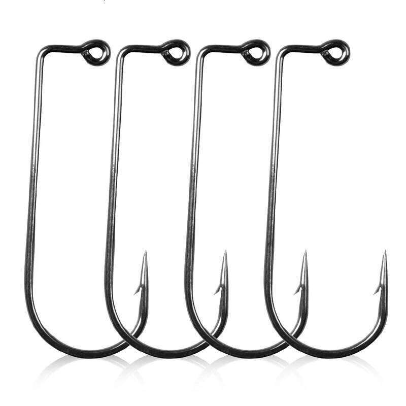 50pcs High Carbon Steel Fishhook Black 90 Degree Aberdeen Offset Jig Fly Tying Strong Wire Fishing Hooks Sea Ocean Accessories Z260128