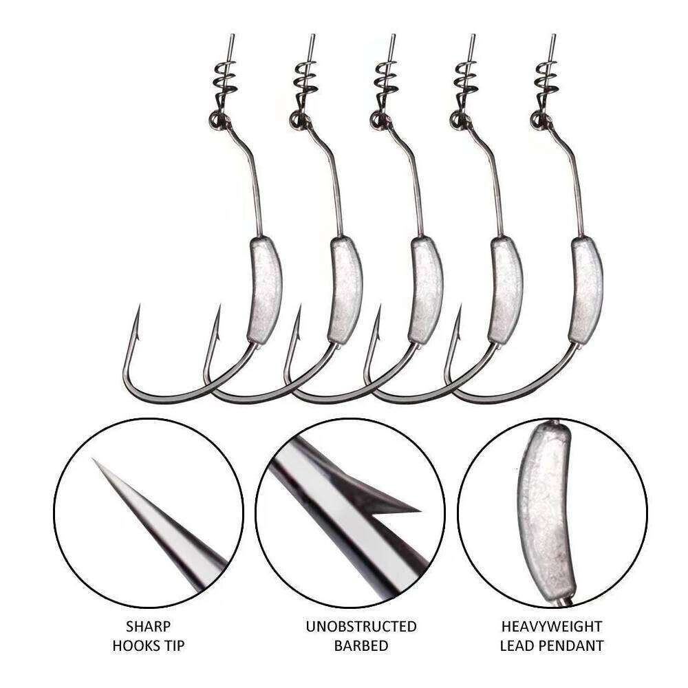 10PCS Jig Crank Head Barbed Hook 2g 3g 5.25g 7g Texas Rigs Spring Lock Pin for Soft Lure Worm Offset Fishing Tackle Fishhook Z260128