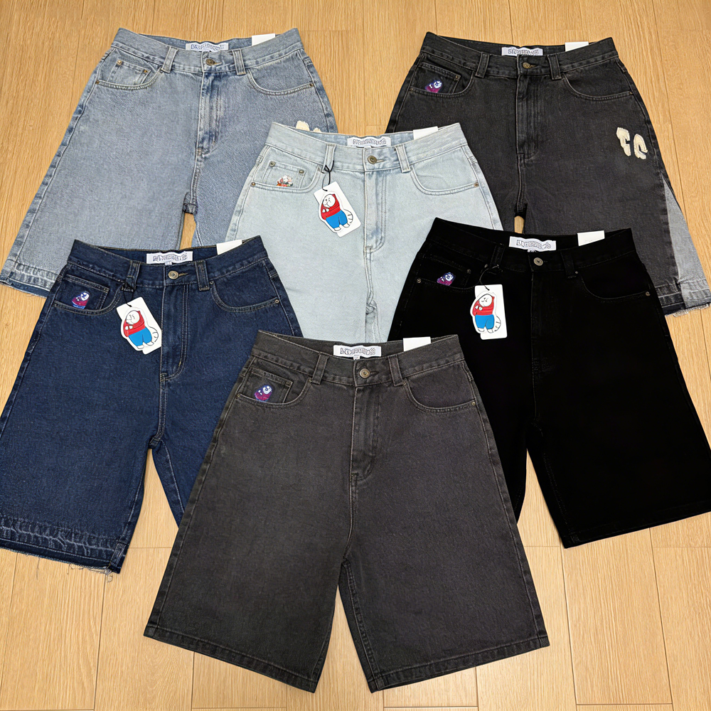 Shorts Men's American Street Embroidery High Waist Washed Denim Harajuku Retro Trendy Brand Oversized Jeans Men Y2k Goth Punk