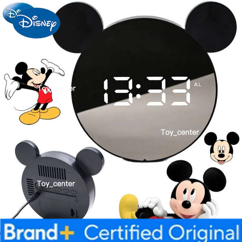 Disney Mickey Mouse Anime Peripherals Creative Personality Cartoon Three-dimensional Shape Digital Alarm Clock Desktop Ornaments H260128