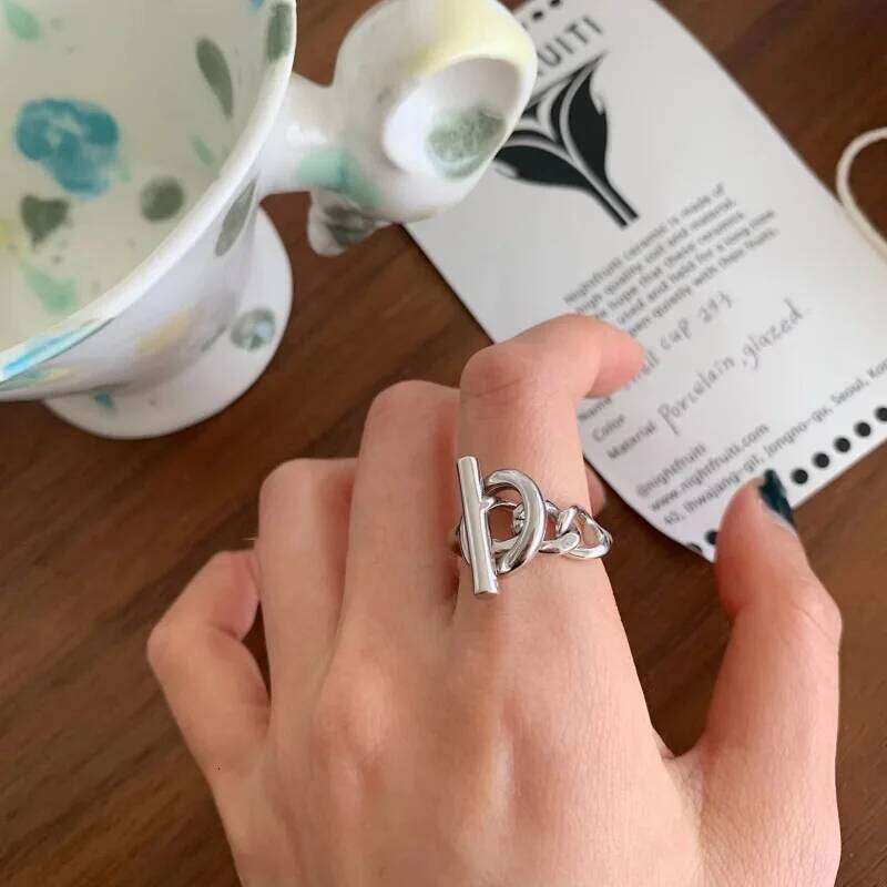 925 Sterling Silver Chain Simple Geometry Adjustable Ring For Women Fashion Wedding Fine Jewelry Wholesale Jewellery XJ260127
