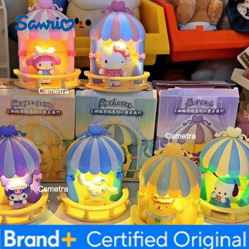 Sanrio New Genuine Stock Family Small Terrace Series Night Light Blind Box Refrigerator Magnet Ornament Cute Toys Birthday Gifts H260128