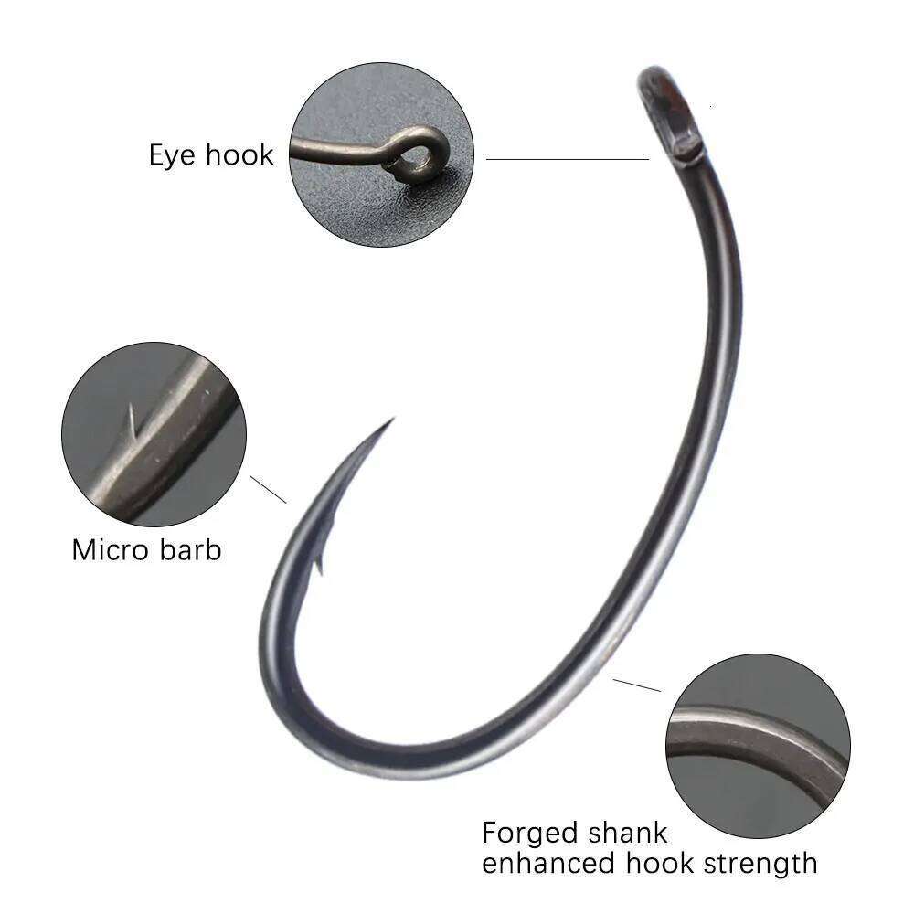 10pcs Carp Ultra Sharp Hooks PTFE Coating Micro Barbed Klor Hook Alloy Steel Hair Rig Fishing Accessories Tackle Z260128