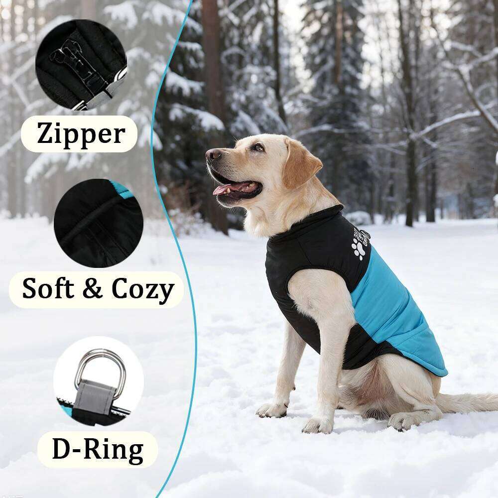 Winter Pet Jacket Coat Soft Waterproof Apparel Reflective Zipper Costume With D-ring For Large Dog Labrador Golden Retriever XJ260127