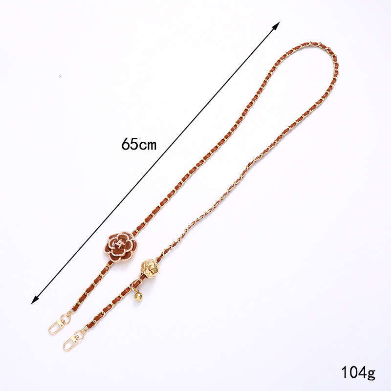 Camellia Crossbody Bag Chain Adjustable Strap Leather Pendant Hand-Woven Replacement Chain