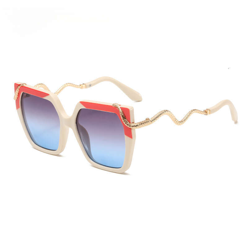 Metal Sunglasses Snake Pattern Mirror Leg 1 Large Frame Retro Square Unisex for Driving and Outdoor Activities Gift High Quality Texture