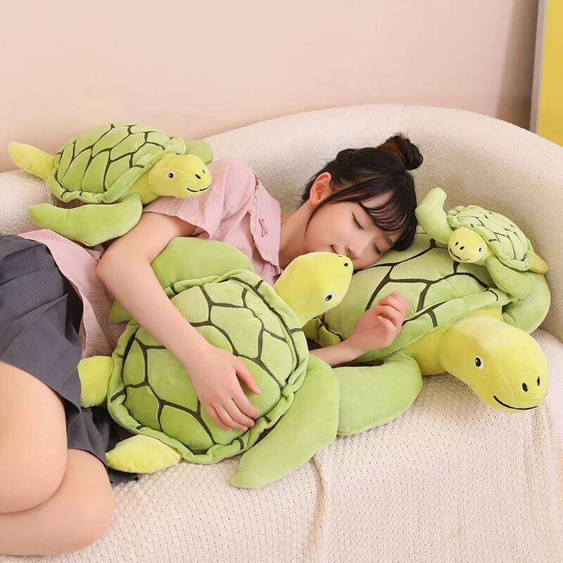 Cartoon Turtle Plush Toy Cute Green Stuffed Animals Tortoise Plushies Doll Pillow Kawaii Soft Kids Baby Accompany Toys Gifts Y260128