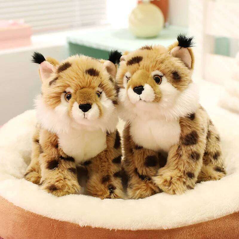 Kawai Lynx Plush Toys for feline enthusiasts Lifelike Stuffed Animals Simulation Doll Toy Birthday Christmas Gifts For Kid Y260128