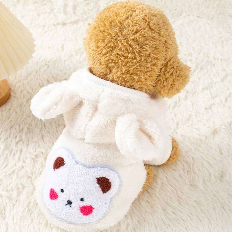 Fleece Winter Clothes Bear Print Puppy Thick Warm Hoodie Chihuahua Yorkie Jacket for Small Medium Dog Cat Coat Pet Aapparel XJ260127