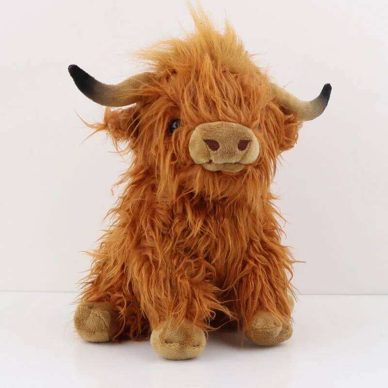 25cm Simulation Animal Doll Soft Stuffed Highland Cow Plush Kawaii Kids Baby Gift Toy Home Room Decor Y260128