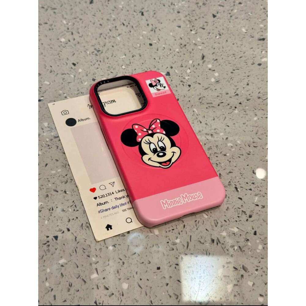 Cartoon Creative Mickey Mouse Black Metal Hole Suitable for iPhone 16 Pro Max Apple 15P Phone Case 14 Magnetic S260128