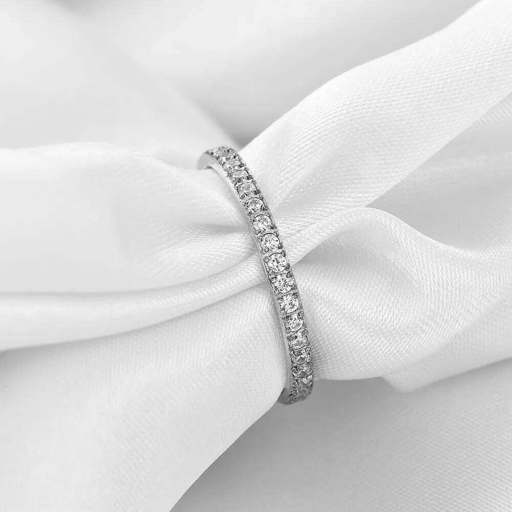 Full Small CZ Zircon Channel Setting Stainless Steel Engagement Rings for Women XJ260127