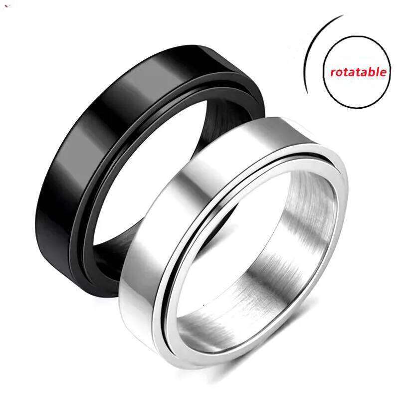 Anti Stress Anxiety Fidget Spinner Couple For Lovers Rotating Stainless Steel Wedding Band Knuckle Rings Jewelry Anillo XJ260127