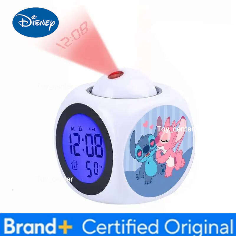 Disney Stitch Digital Alarm Clock LCD Projector Cartoon Temperature Time Date Projection Display Anime Desk Decoration Timer H260128