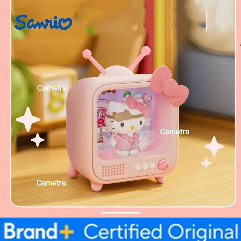 Sanrio Ornament Cute Tv Set Shape Hellokitty Kuromi Luminous Figurine Ins Korean Cartoon Anime Nightlight Friend Birthday Gift H260128