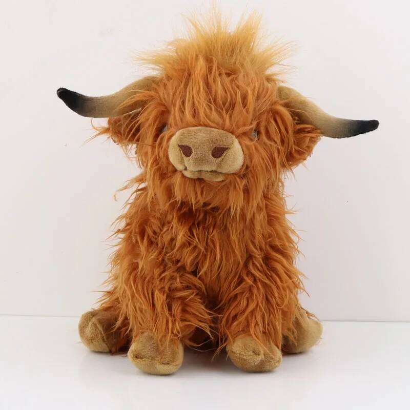 25cm Simulation Animal Doll Soft Stuffed Highland Cow Plush Kawaii Kids Baby Gift Toy Home Room Decor Y260128