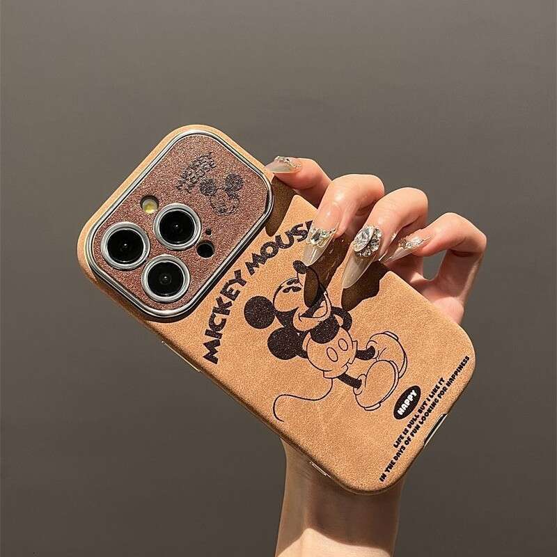 Cartoon Mickey Fleece Leather Compatible with Apple 16 Phone iPhone 15 Protective Cover 14/13 Full Coverage 12 Soft Case S260128