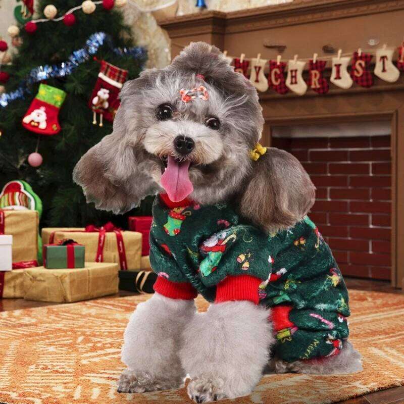 Pet Four-legged Christmas Coats Costume Fleece Snowflake Cake Elk Autumn and Winter Dog Jackets Halloween Clothes XJ260127