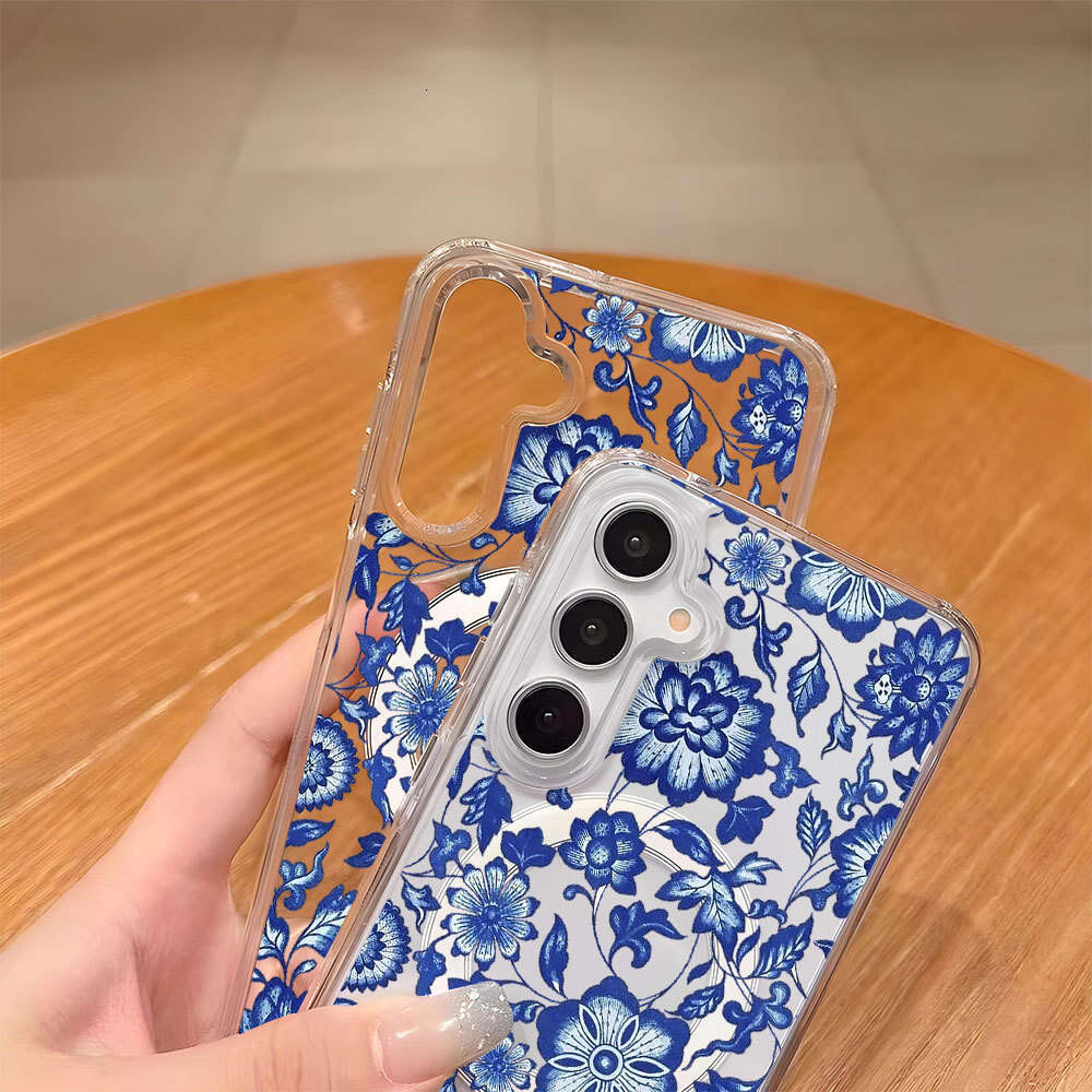 Magnetic Acrylic Samsung S23Ultra Transparent Phone Blue S25 Protective Case Advanced S24 Anti-fall S22+ S260128