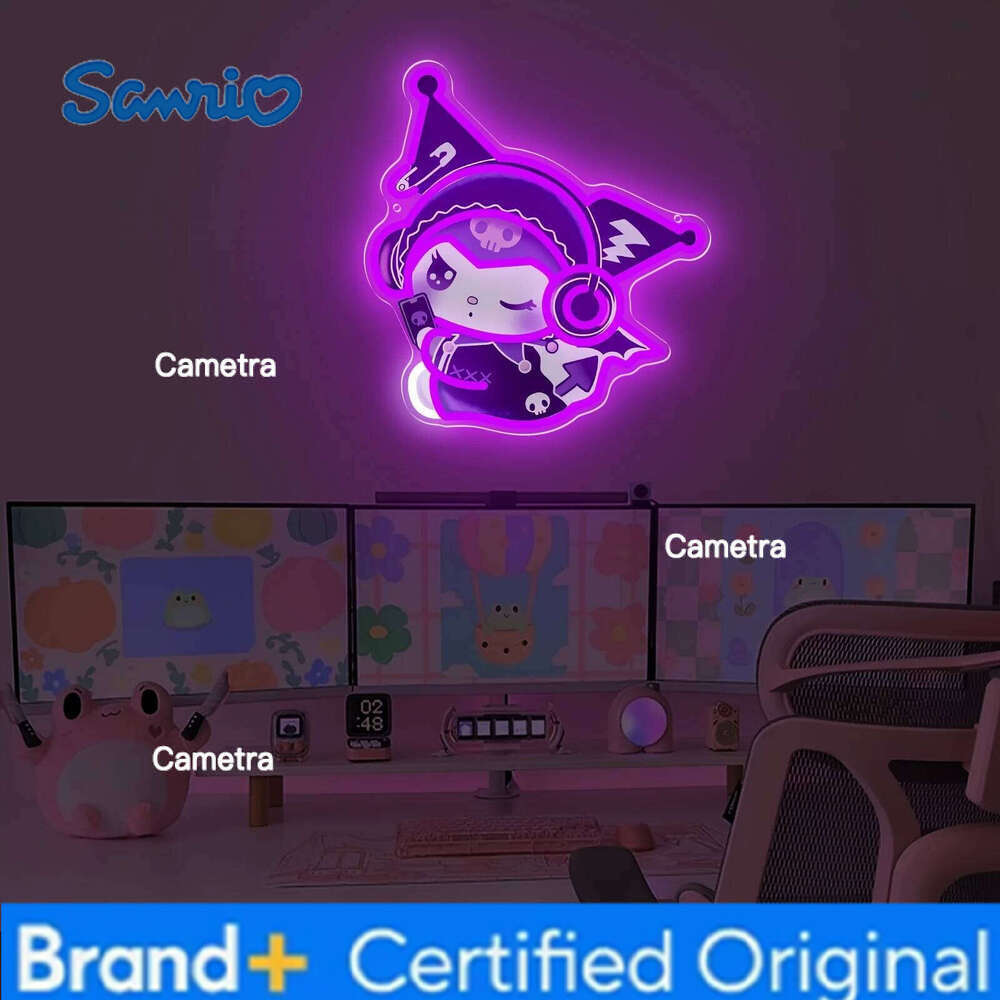 Sanrio Kuromi Neon Sign Gothic Cute LED Night Light USB Dimmable for Girls Bedroom Game Room Theme Hotel Decor Birthday Gift H260128