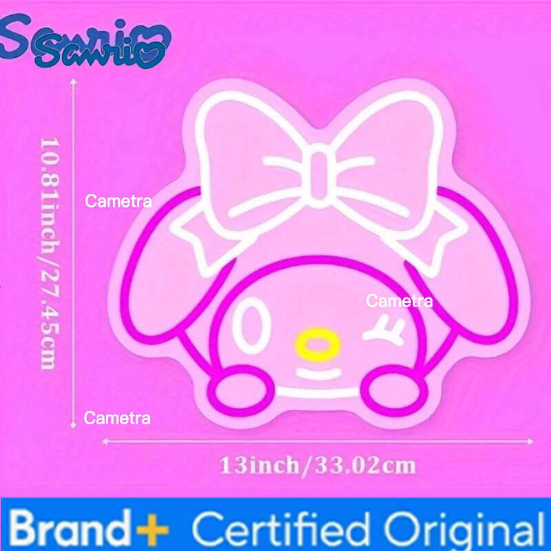 Sanrio My Melody Sign Light Cute LED Neon Lamp Pink Bow USB Powered Bedroom Teen Room Wall Decor Gift for Girls Boys Dimmable H260128