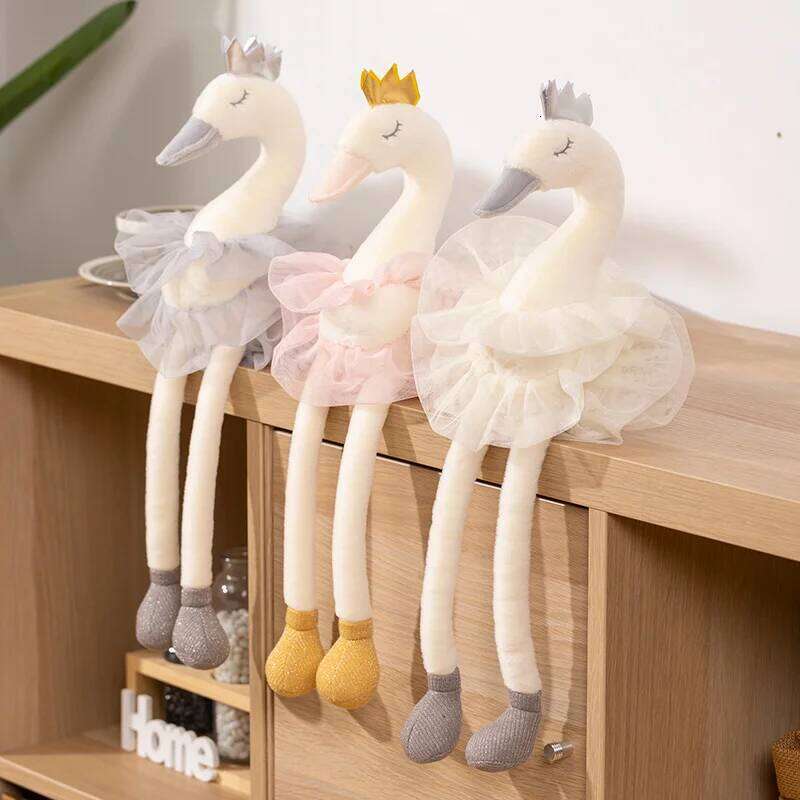 40/60CM Beautiful White&Pink Color Skirt Plush Toy Cute Cartoon Soft Pillow Stuffed Swan Doll Grils Birthday Gifts Home Dec Y260128