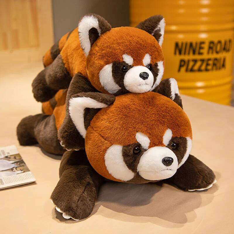 Lifelike Red Stuffed Animals Raccoon Plush Cute Panda Plushie Toy For Kids Girlfriend Birthday Boy Christmas Gift Y260128