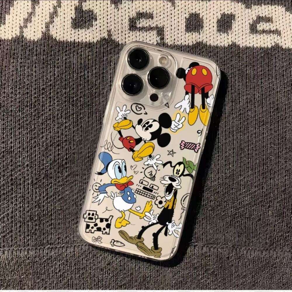 Mickey and Donald Duck Compatible iPhone 17 Pro Max Phone Case Apple 16 Plus Cartoon 15 Transparent 14 S260128