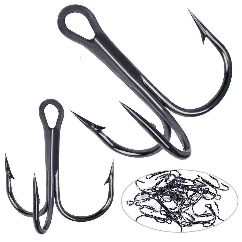 Hengjia 20pc High Carbon Steel Treble 2# 4# 6#8# 10# 12#14# Bent Triple Fishhooks Set Anchor Hooks For Sea Fishing Z260128