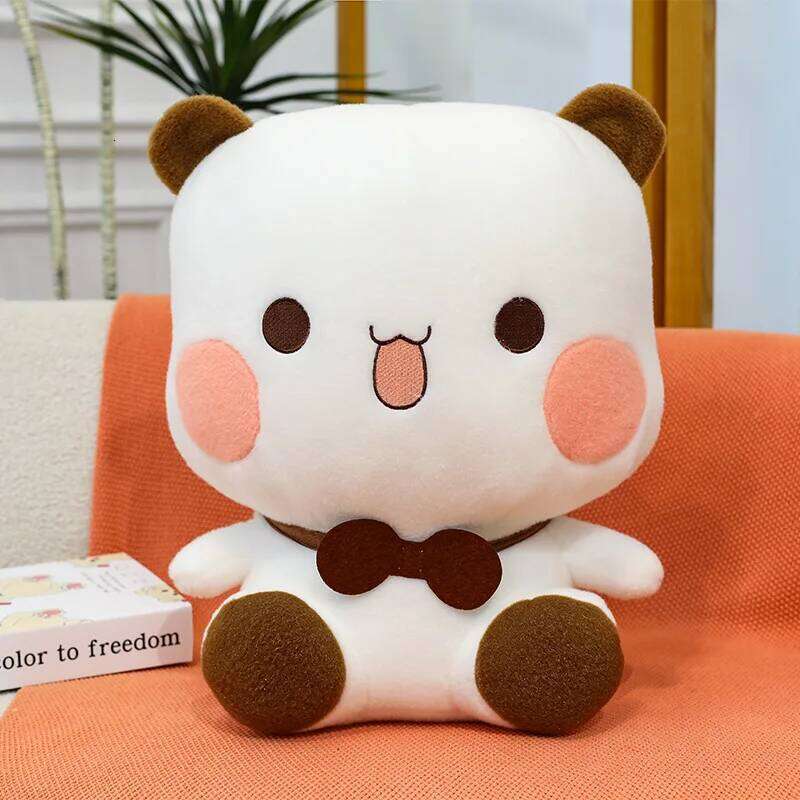 1pc 25cm/9.84in Cartoon one or two cloth couple panda dolls cute two-dimensional plush toys birthday Qixi gifts for girls Y260128