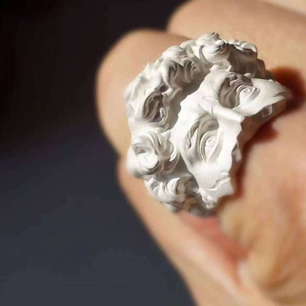 Retro Half Face David Adjustable Open Ring For Men Punk Gothic Edgy Copper Jewelry Unisex Accessories Renaissance Art Gift XJ260127