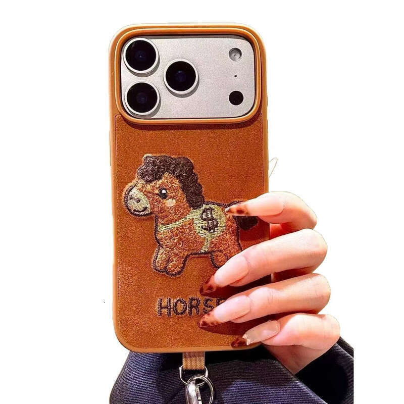 Autumn Winter Velvet Embroidered Money Pony Hair Ball Lanyard Compatible with iPhone 17 Pro Max Apple 16 Phone Case 15 S260128 d61