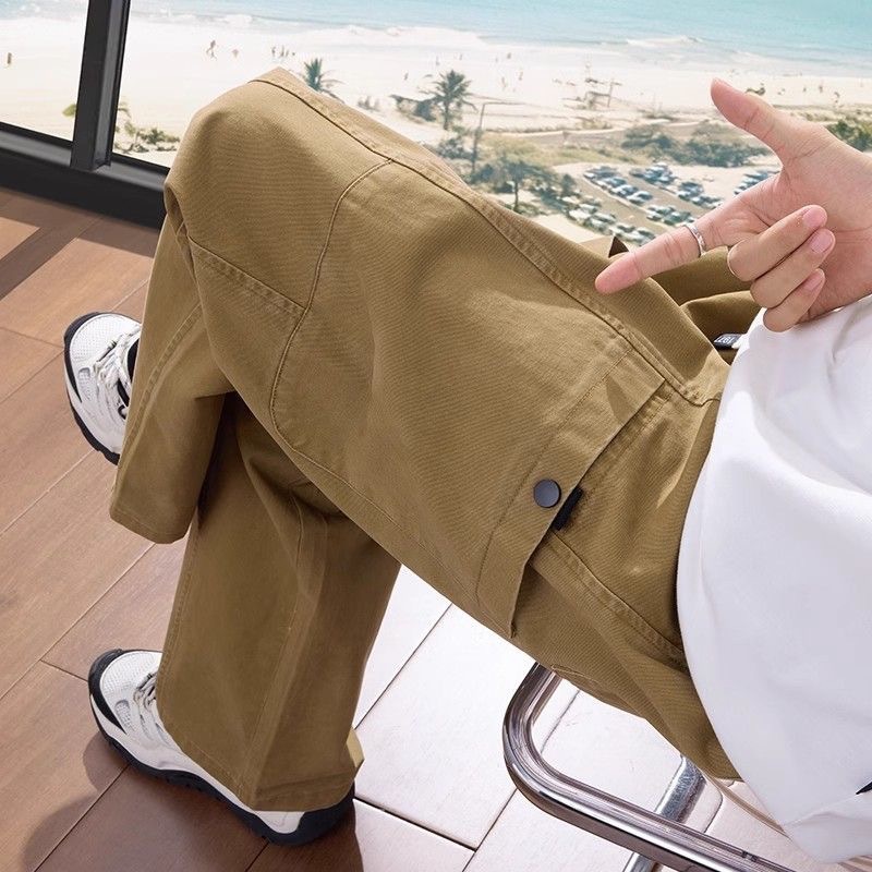 Men's Cleanfit Aesthetic Work Pants, 2026 Lumberjack Style Casual Trousers, American Minimalist Wide Leg Bottoms