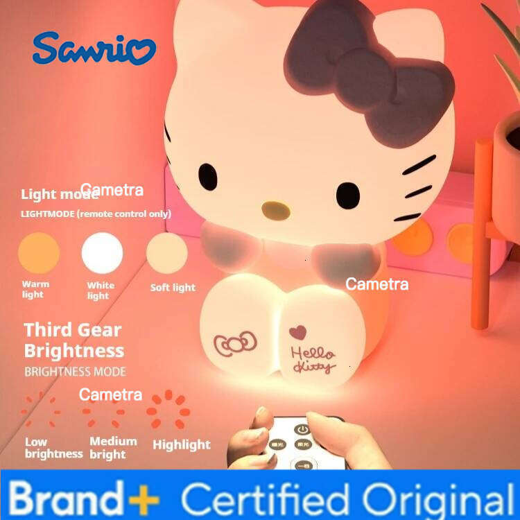 Sanrio Kawaii Hello Kitty Luminous Toy Bedroom Bedlight Anime Hellokitty NightLamp Desktop Decor Ornaments For Girls Gifts H260128