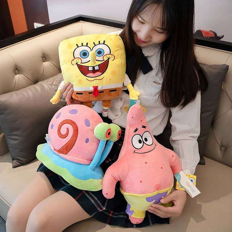 Anime Plushie Spongebob Peluches Doll Squarepants Patrick Star Squidward Eugene Krabs Gary Kawaii Cartoon Stuffed Plush Toy Y260128